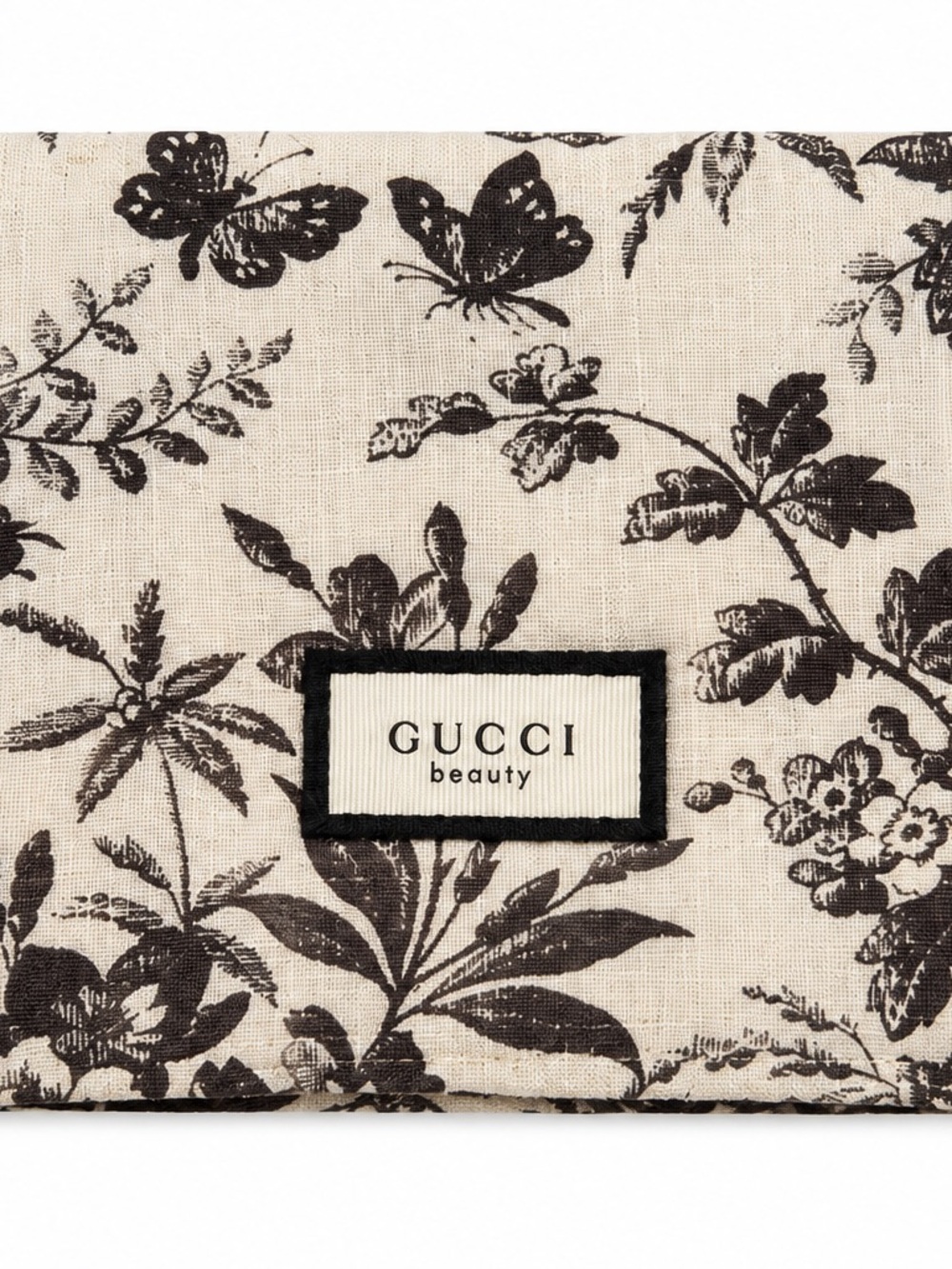 Gucci Bloom Y3 Floral Print Cosmetic Pouch in Beige and Black